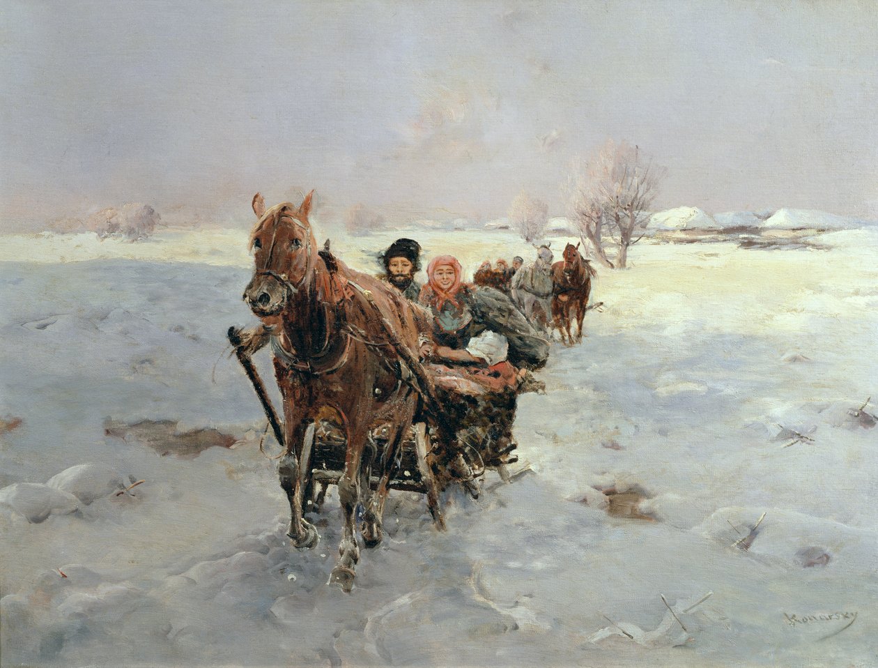 Kış Manzarasında Kızaklar by Janina Konarsky