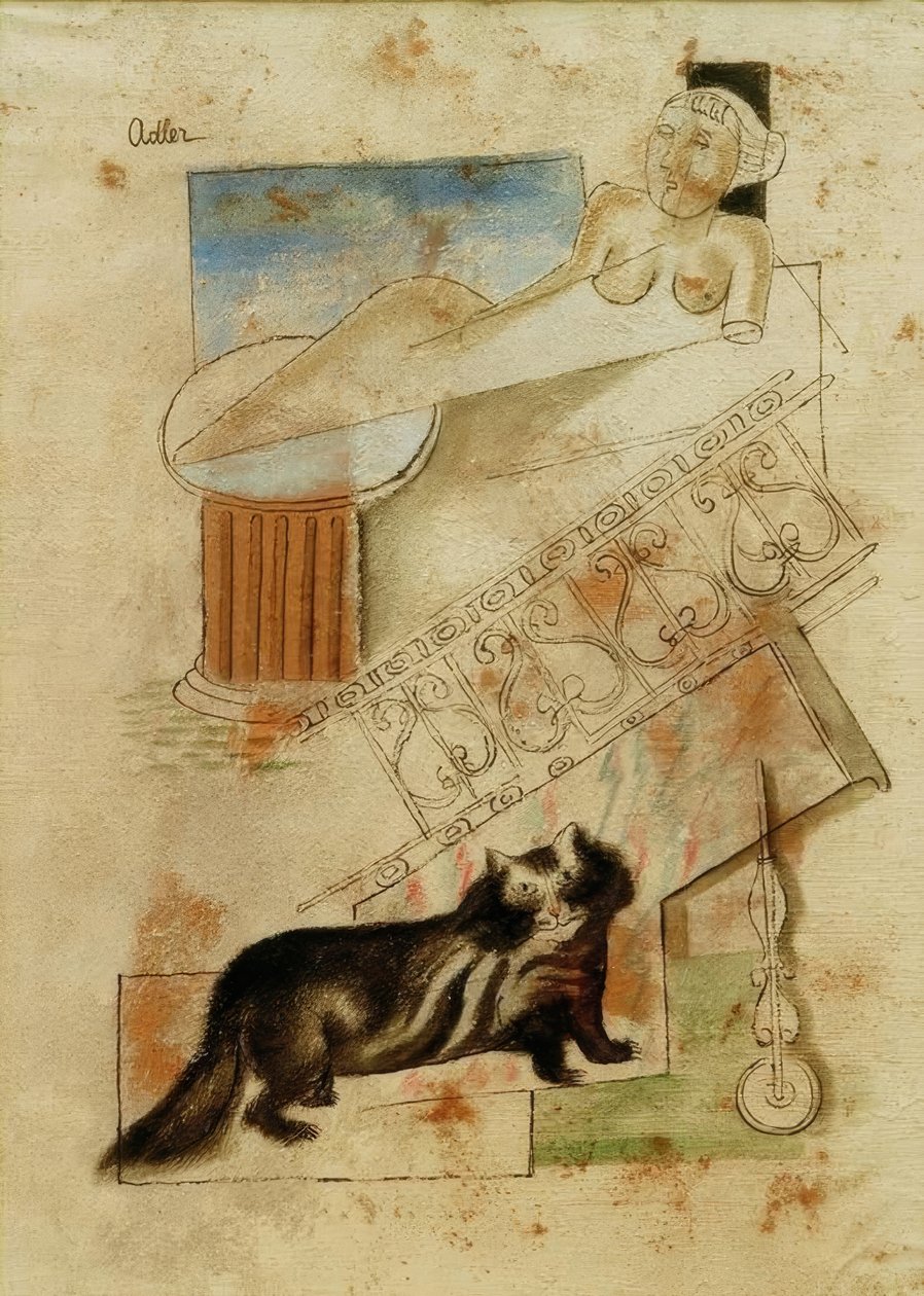 Kedi ve Yüzen Kız by Jankel Adler