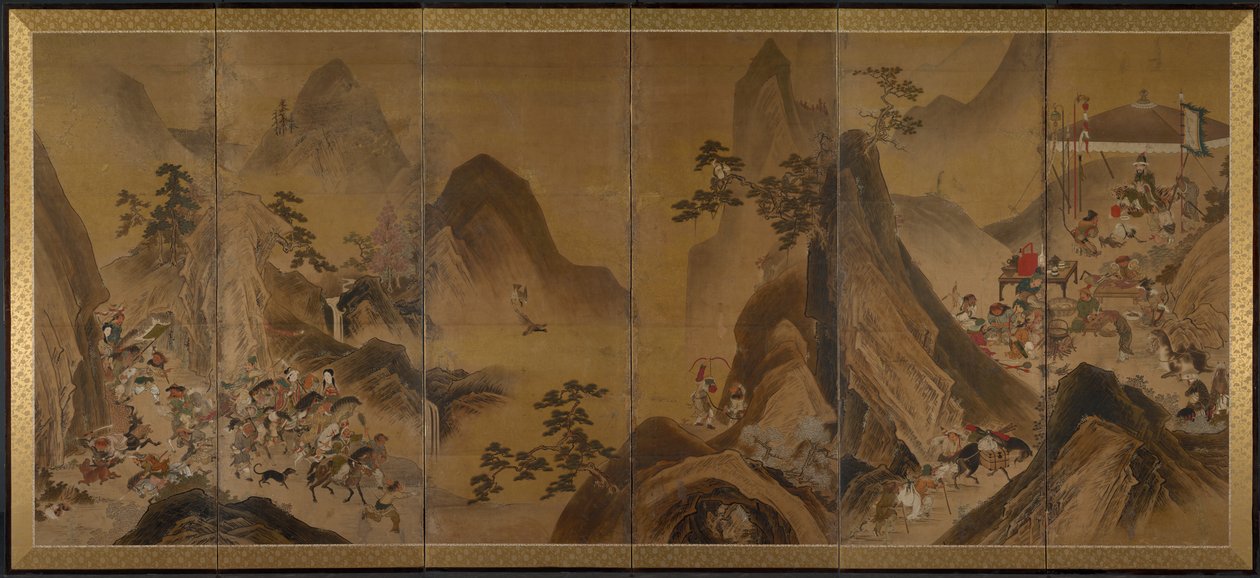 Bir Dağ Manzarasında Avlanan Tatarlar by Japan, Edo period