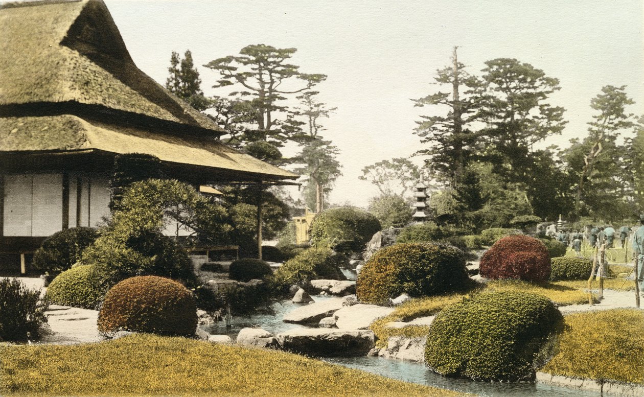 19. yüzyılın sonlarında karakteristik bir Japon bahçesi (el boyaması fotoğraf) by Japanese Photographer