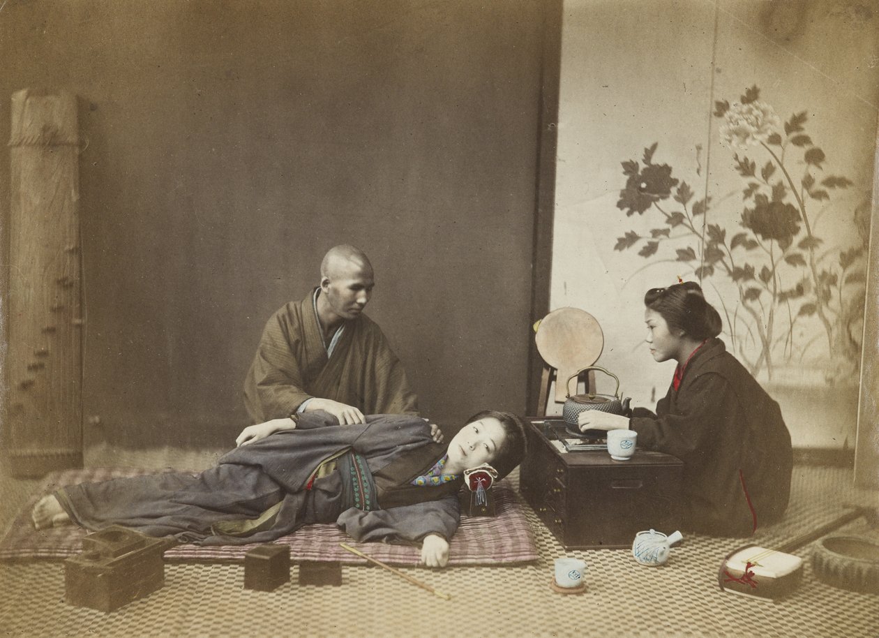 Japon iç mekanı (el renginde bw fotoğrafı) by Japanese Photographer