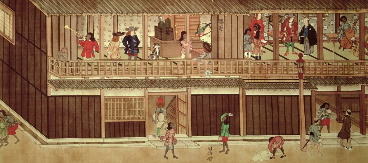 Bir ev sahnesi, bir parşömenin sol bölümü (bkz. 22591-2) by Japanese School