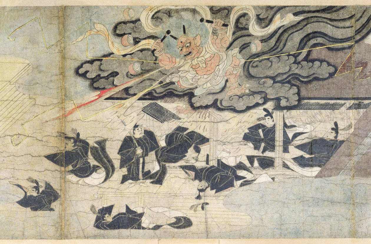 Demon Thunder, Tenjin Shrine, Kamakura Dönemi (1185-1333) (ipek üzerine mürekkep) by Japanese School