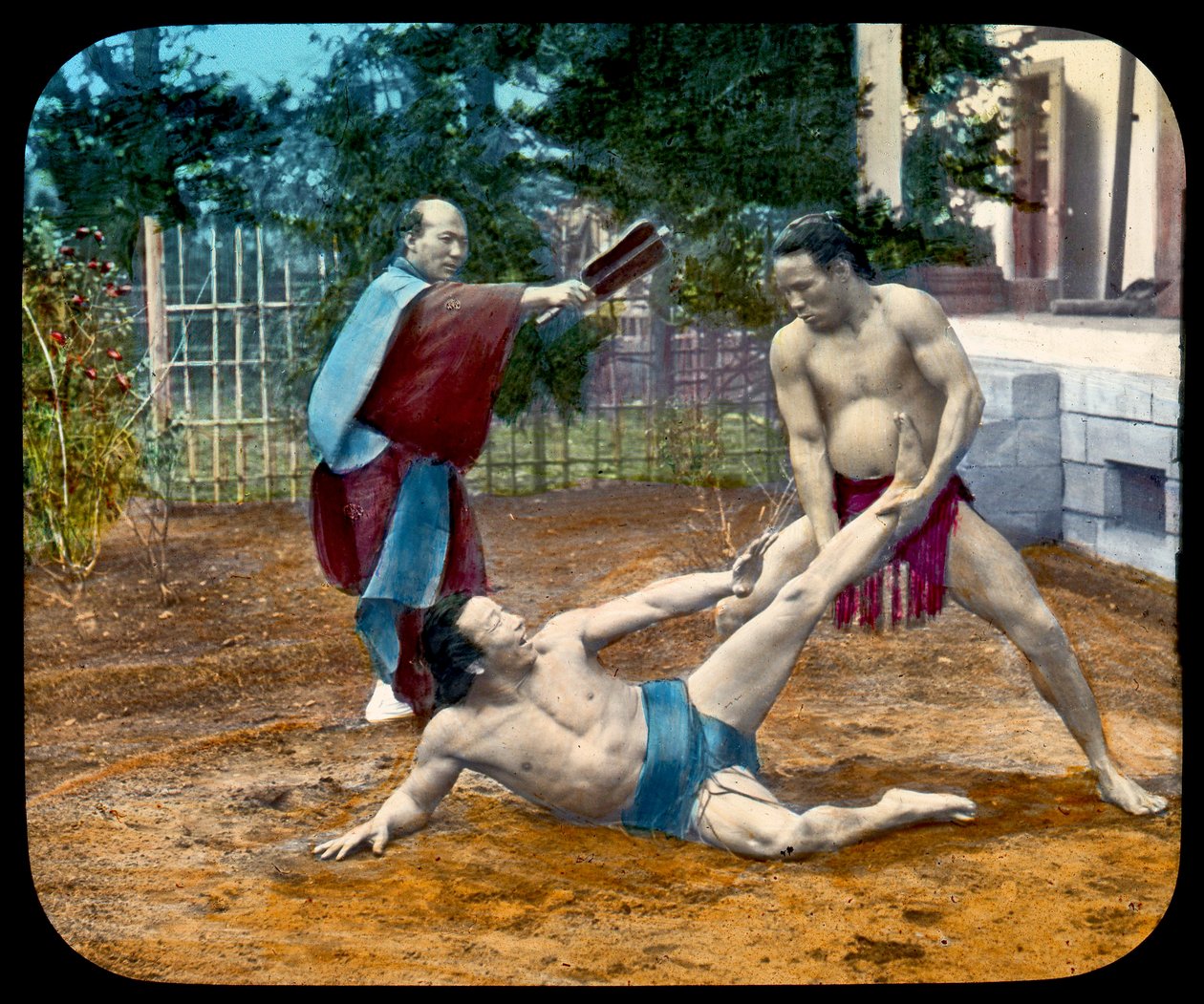 Sumo Güreşçilerinin Sihirli Fener Kaydırağı. 1895 by Japanese School