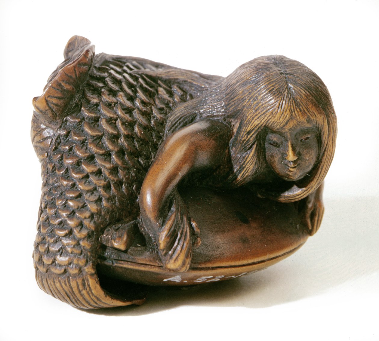 Deniz kızı şeklinde oyulmuş Netsuke by Japanese School