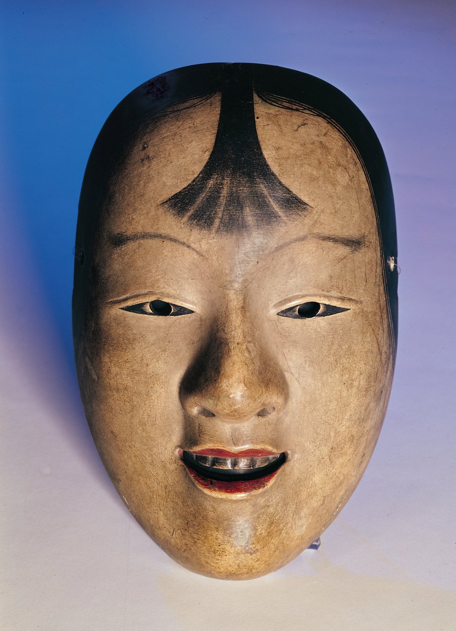 Noh theatre mask of a young boy called Kasshiki, 15th-19th century (lacquered wood) by Japanese School