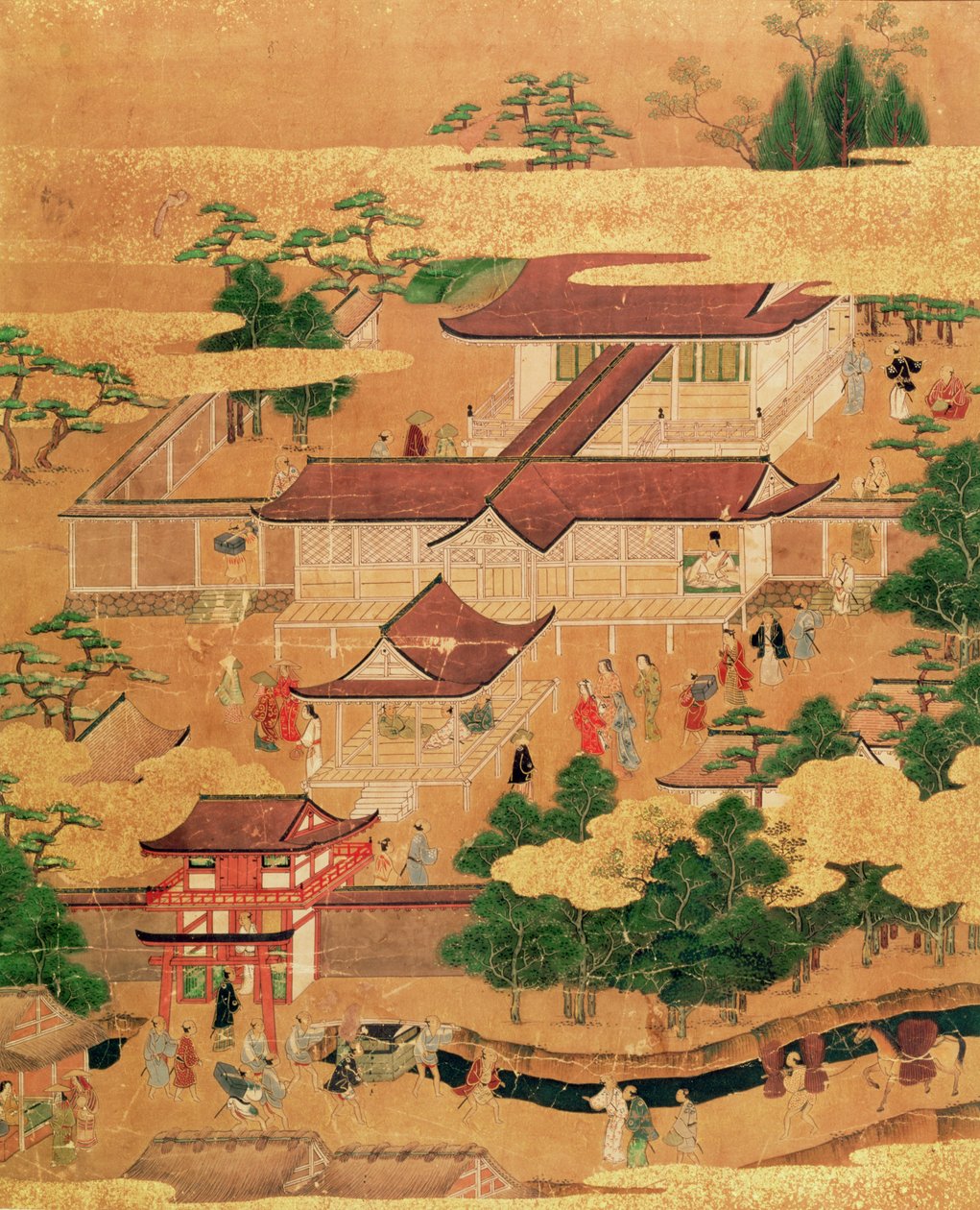 Japon Sarayının Yaşamı ve Eğlenceleri, Tosa Okulu, Edo Dönemi, c.1800, (bir diziden çizim) by Japanese School