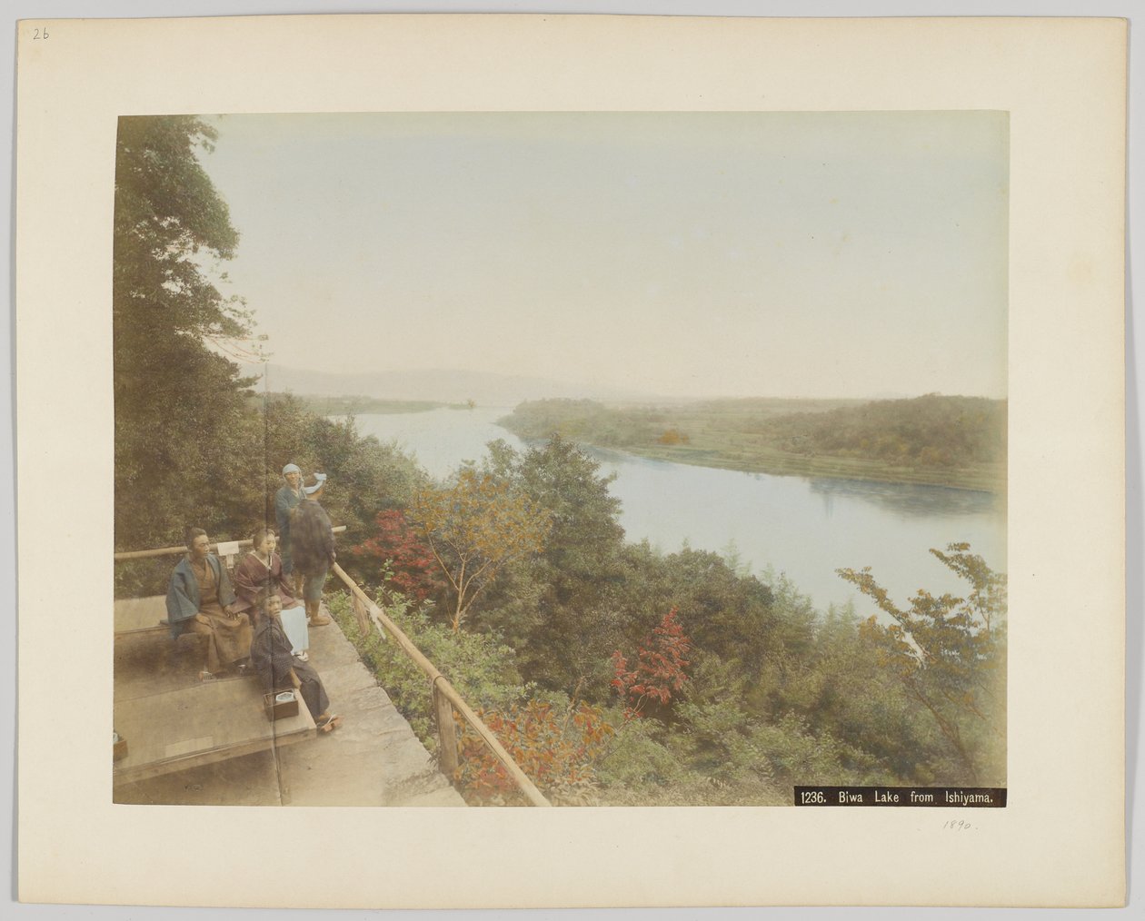 Ishiyama, Shiga Eyaleti, Japonya'dan Biwa Gölü (el boyaması s/b fotoğraf) by Japanese Photographer