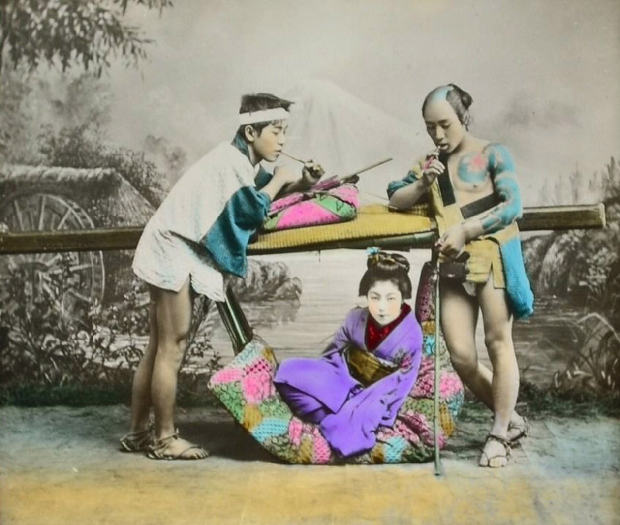 El renginde Japon Albümin baskısı, c.1880 by Japanese Photographer