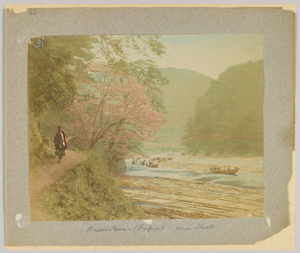 Katsura-Gawa, Kyoto yakınlarında, Japonya (el boyaması s/b fotoğraf) by Japanese Photographer