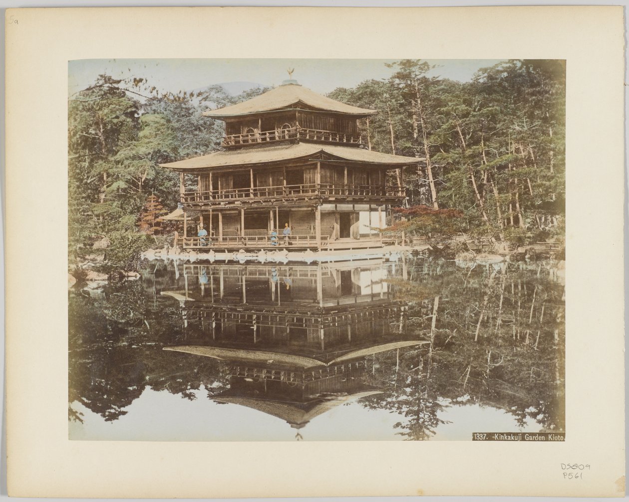 Kinkakuji Bahçesi, Kyoto, Japonya (el boyaması s/b fotoğraf) by Japanese Photographer