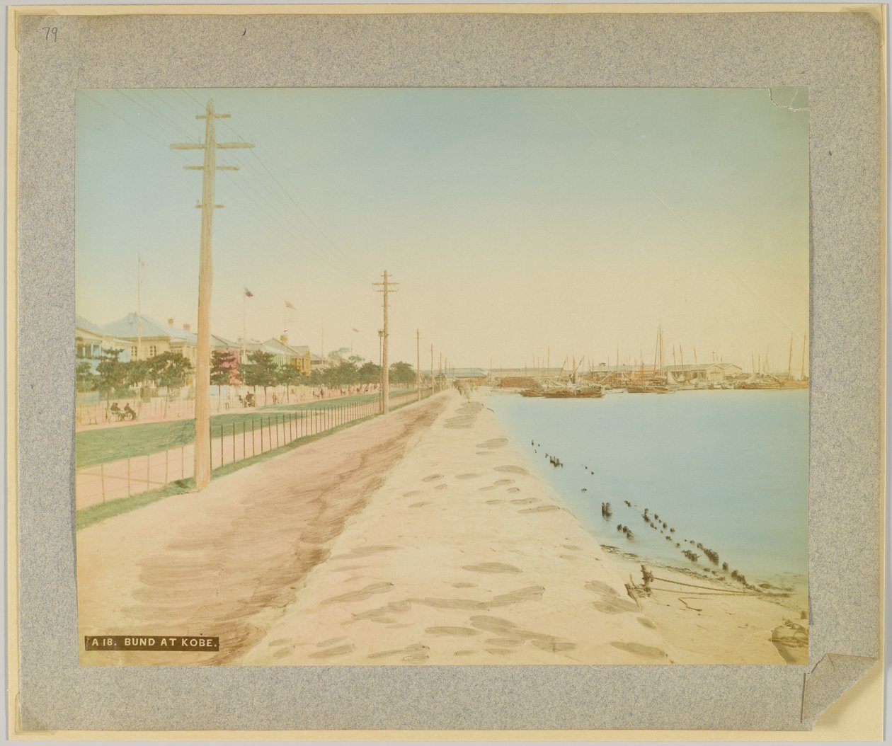 The Bund, Kobe, Japonya (el boyaması s/b fotoğraf) by Japanese Photographer