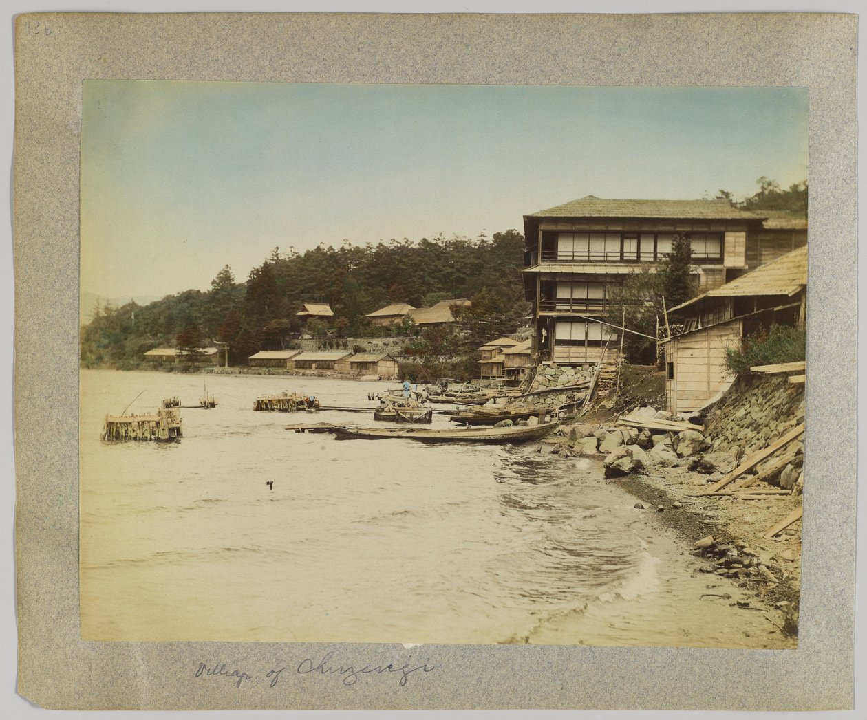 Chuzenji Köyü, Nikko, Japonya (el boyaması s/b fotoğraf) by Japanese Photographer