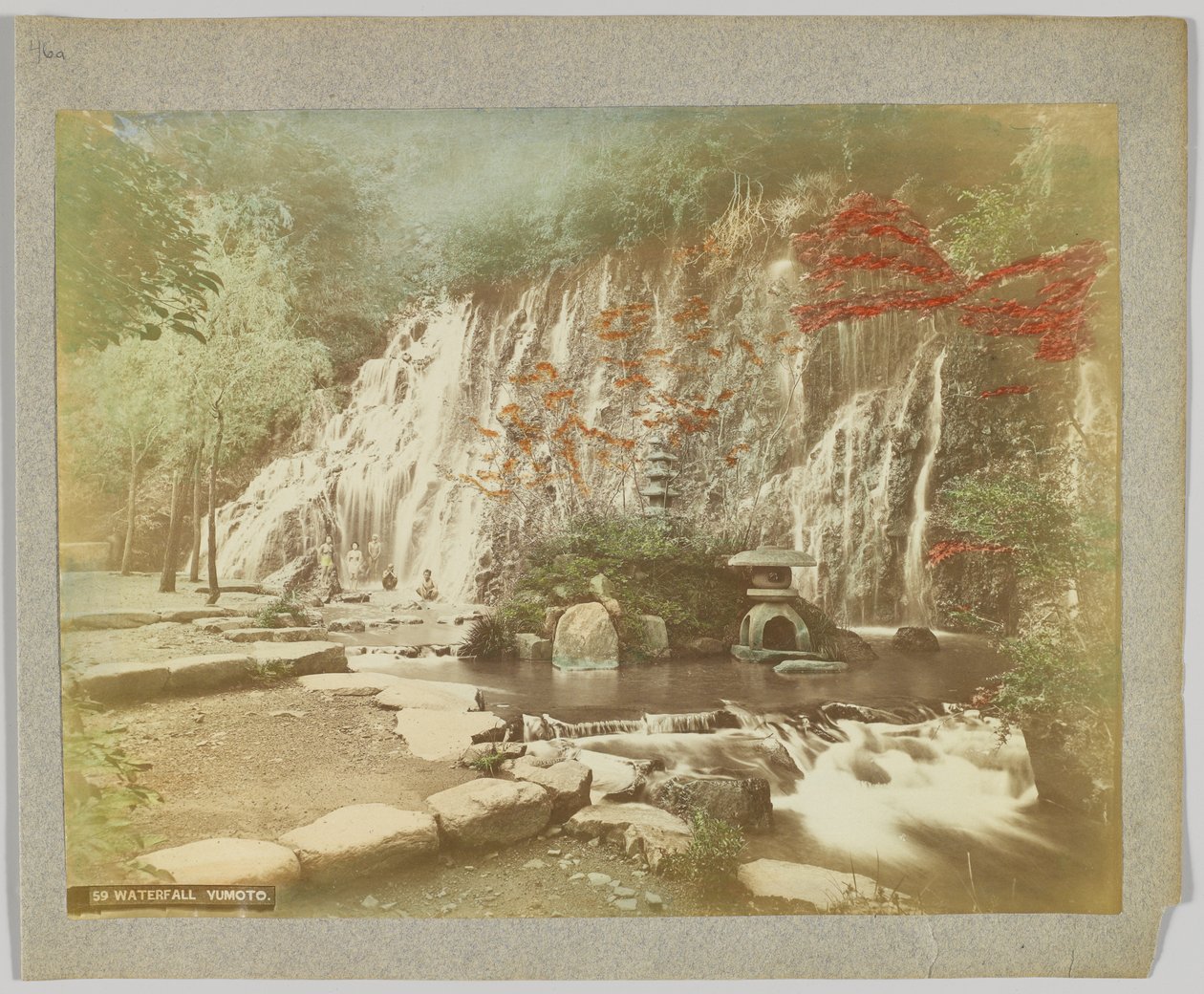 Şelale, Yumoto, Kanagawa Eyaleti, Japonya (el boyaması s/b fotoğraf) by Japanese Photographer