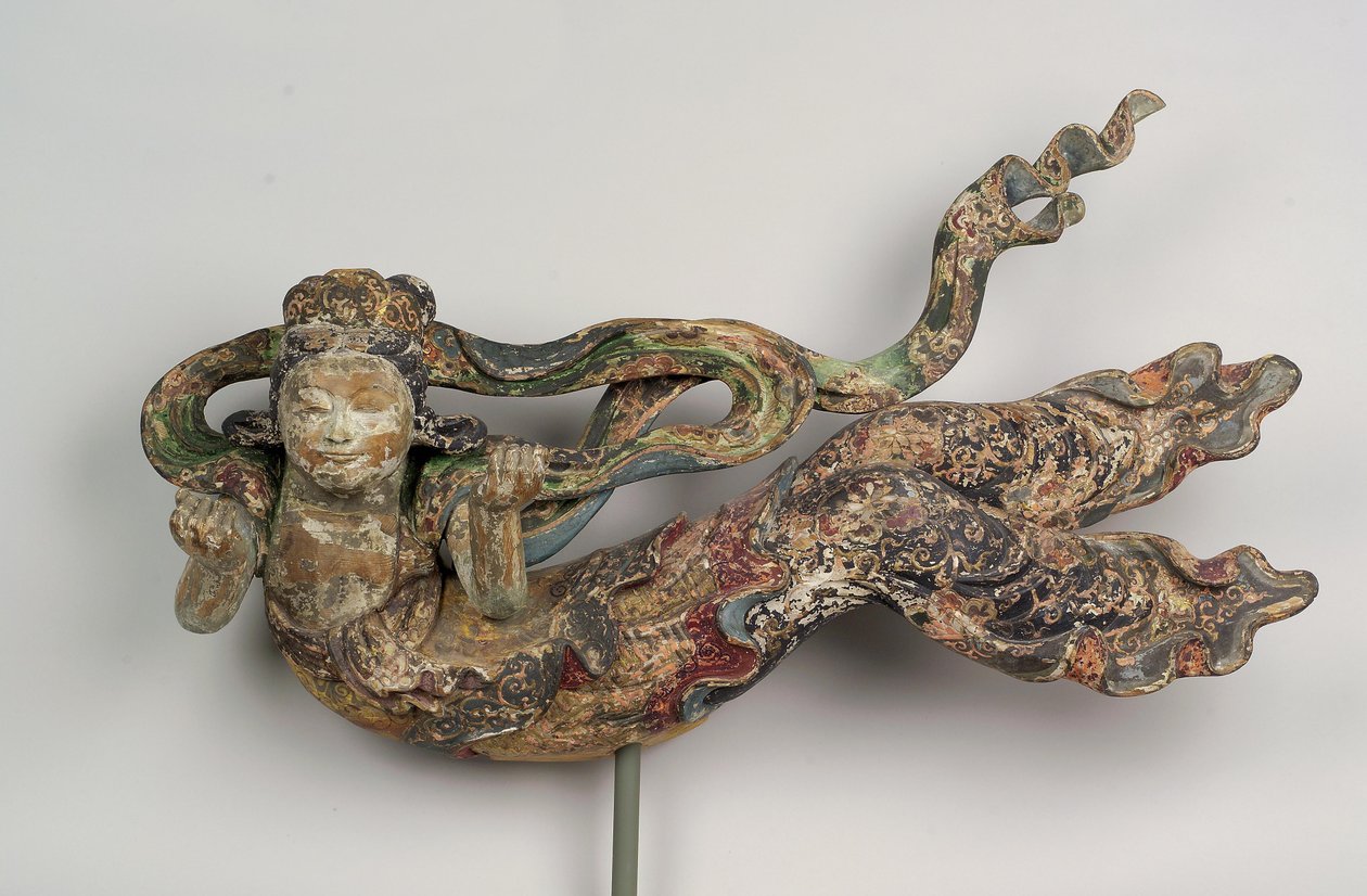 Apsaras, 17-18. yüzyıl (çok renkli ahşap) by Japanese School