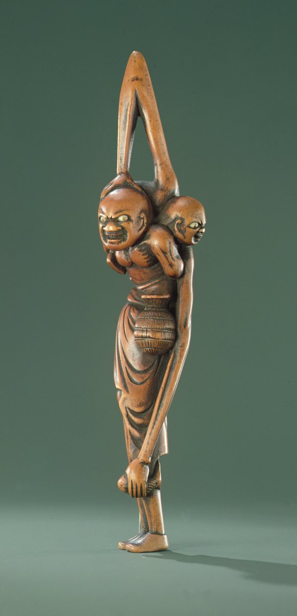 Ashinaga ve Tenaga, Edo Dönemi (ahşap) by Japanese School