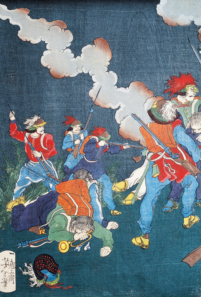 Savaş sahnesi, seamono (yerli oyun) by Japanese School