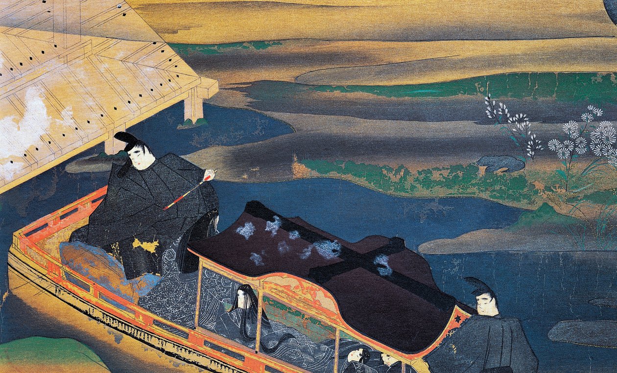 Ay ışığında tekne, Fujiwara Nobuzane (1176-1265), Murasaki Shikibu