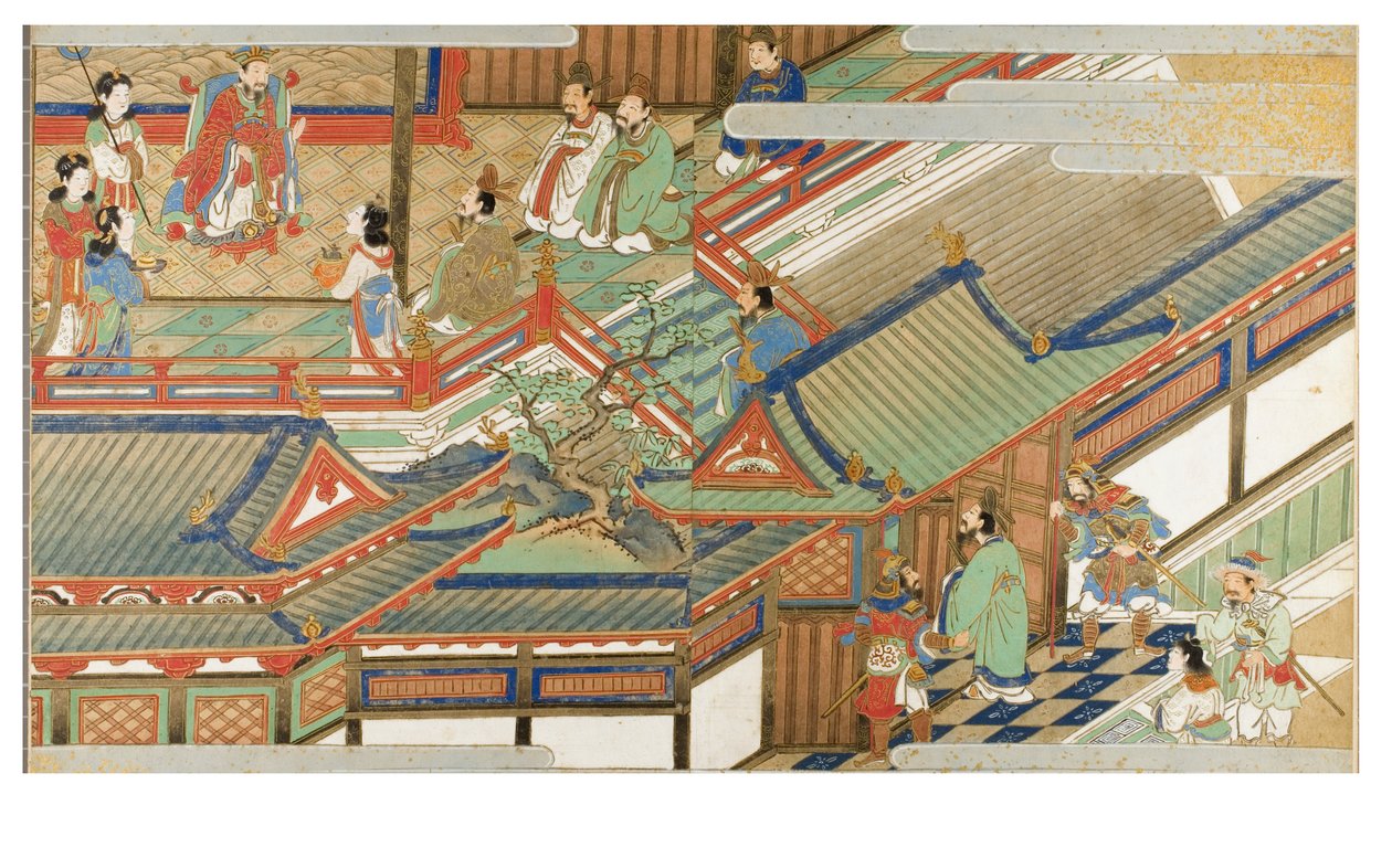 Yamato-e tarzında Çin mahkemesi sahnesi by Japanese School