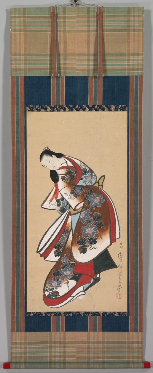 Fahişe, 1700'lerin başı (kağıt üzerine asılı parşömen, mürekkep ve renkli) by Japanese School