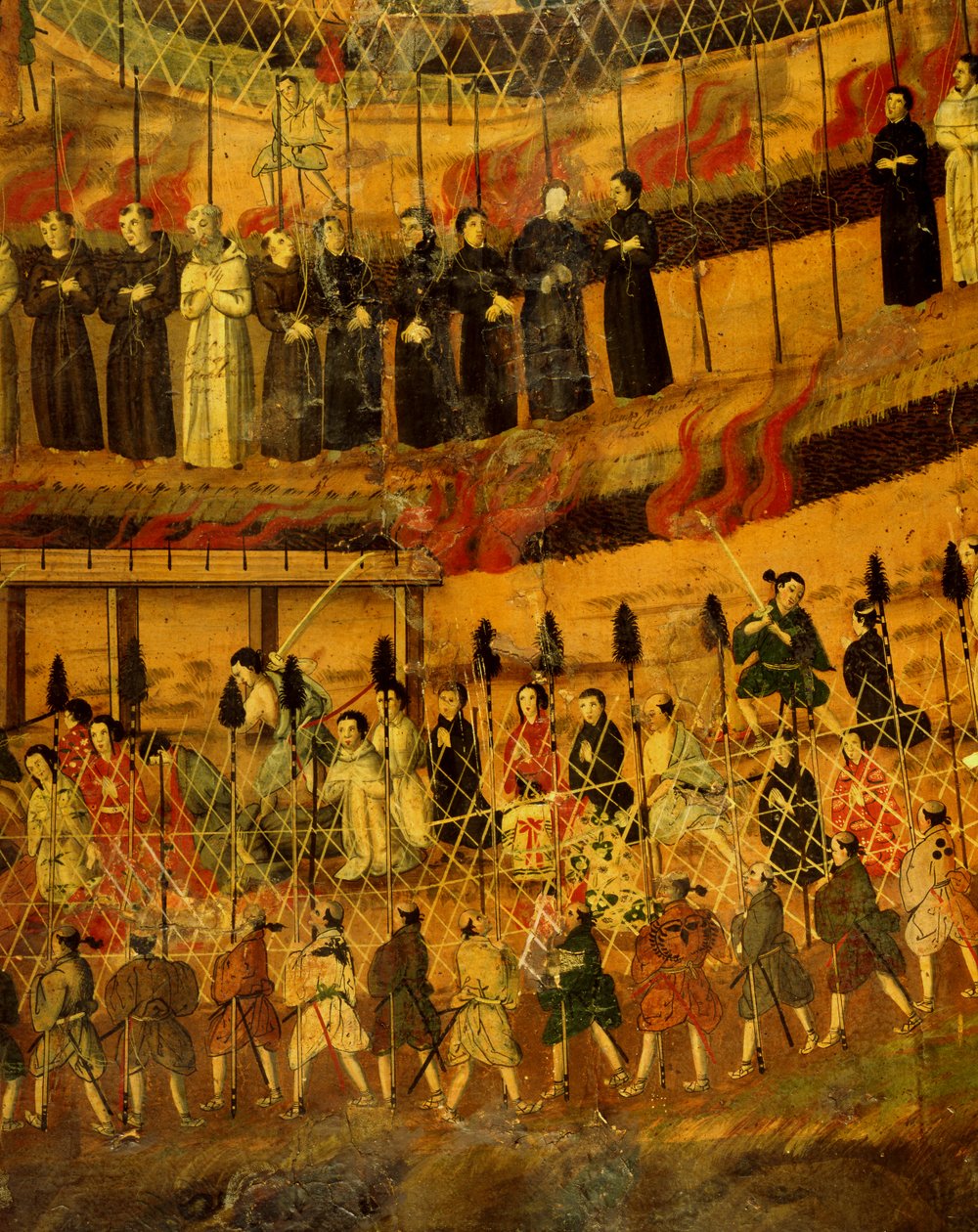 1622'de Japonya'daki Cizvitlerin Şehitliği'nden detay (kağıt üzerine sulu boya) by Japanese School