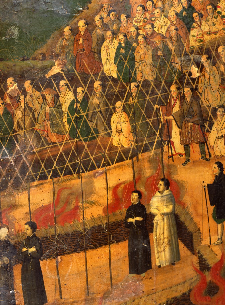 1622'de Japonya'daki Cizvitlerin Şehitliği'nden detay (kağıt üzerine sulu boya) by Japanese School