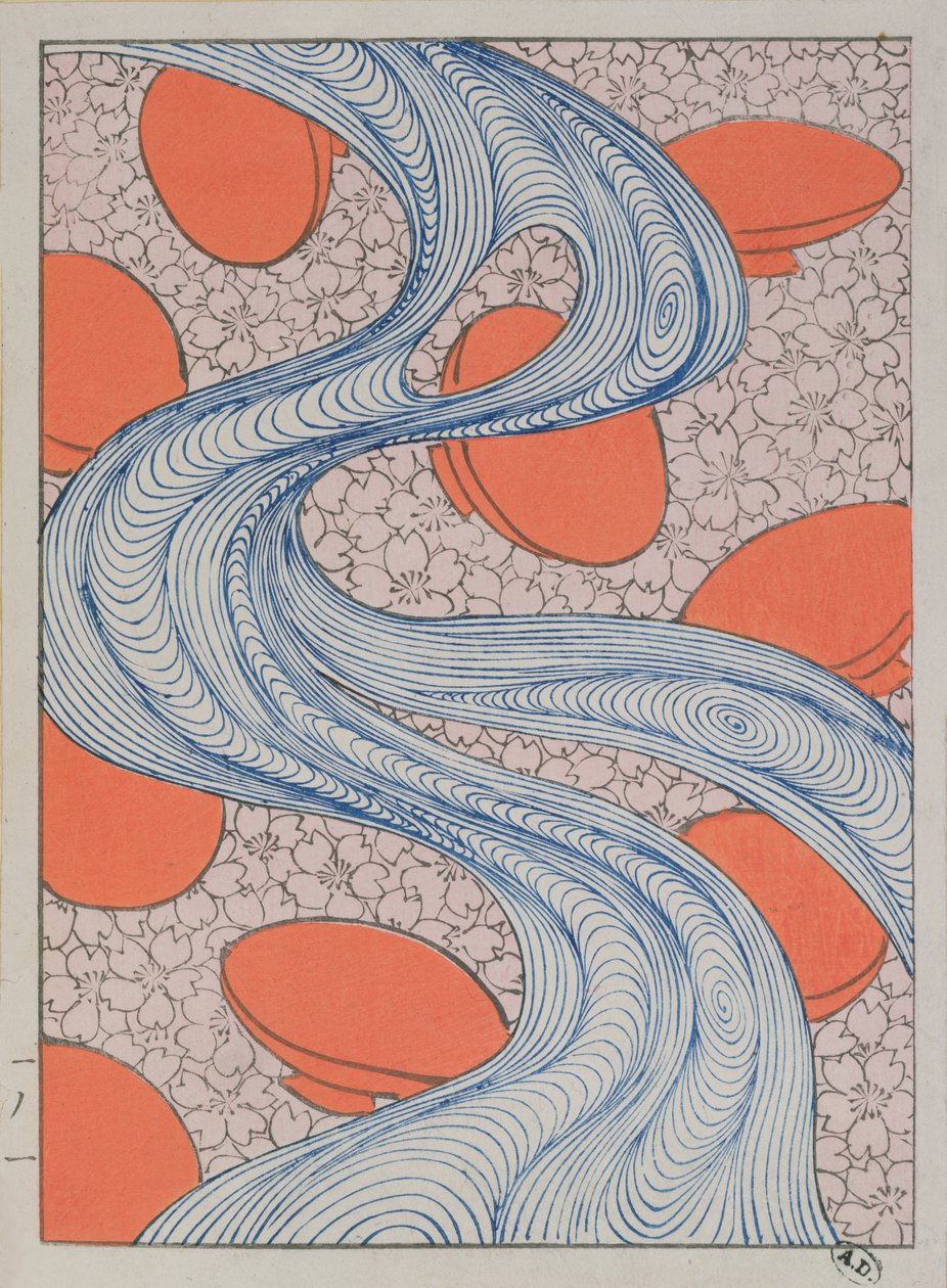Kumaş tasarımı, on dokuzuncu yüzyıl sonu (renkli gravür) by Japanese School