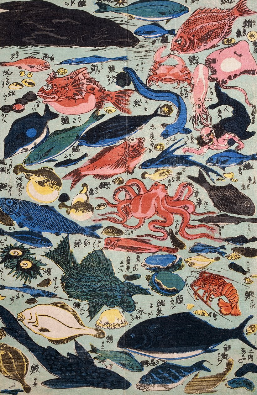Taze balık, yumuşakçalar ve kabuklular by Japanese School