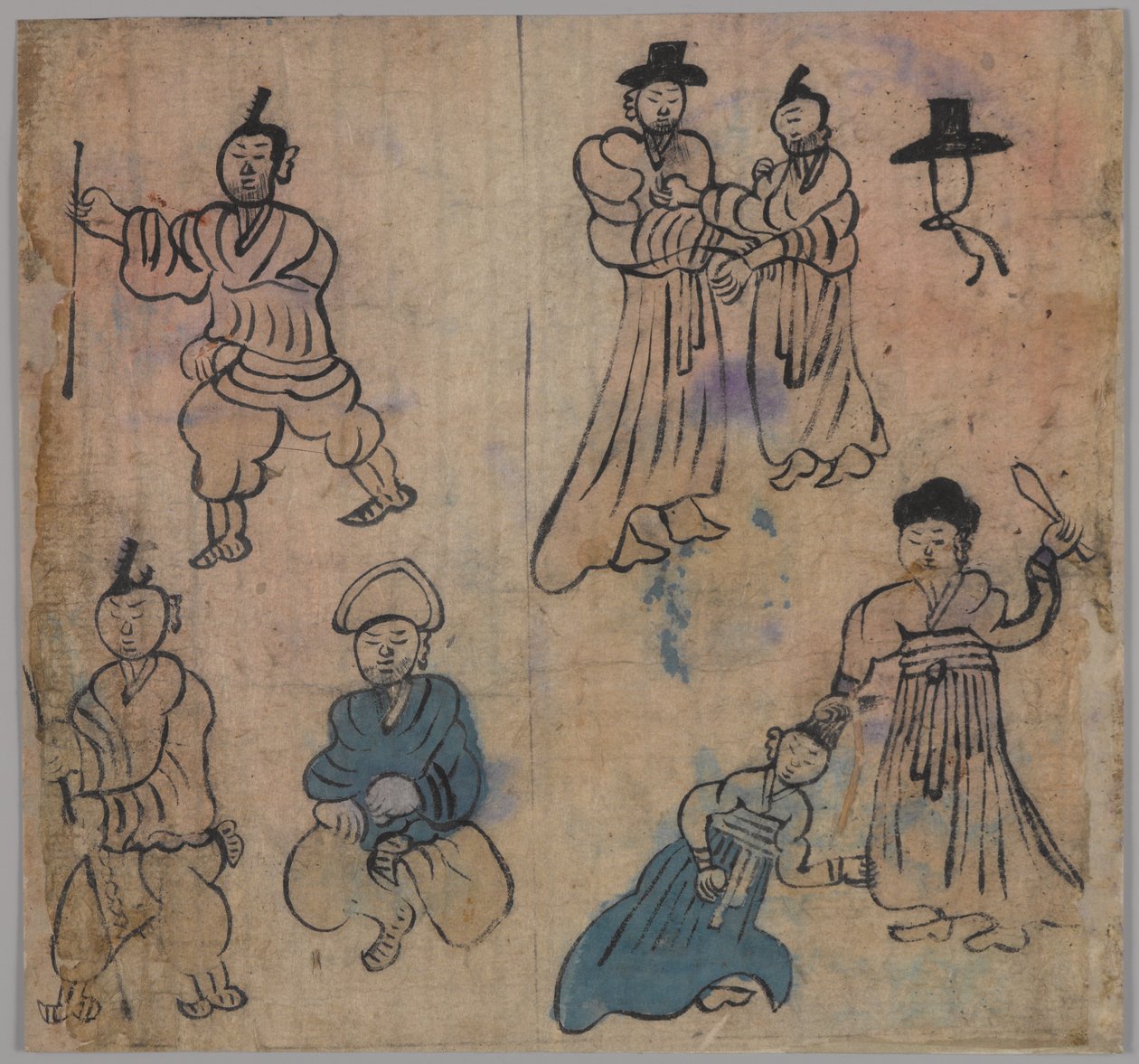 Tür sahnesi, dörtten biri (kağıt üzerinde mürekkep ve renk) (ayrıca bkz. 861303-6) by Japanese School