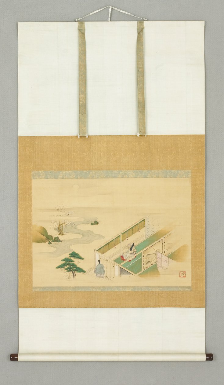 Peyzajdaki ev, 18. yüzyılın başlarında (kağıt üzerinde mürekkep ve renk) by Japanese School