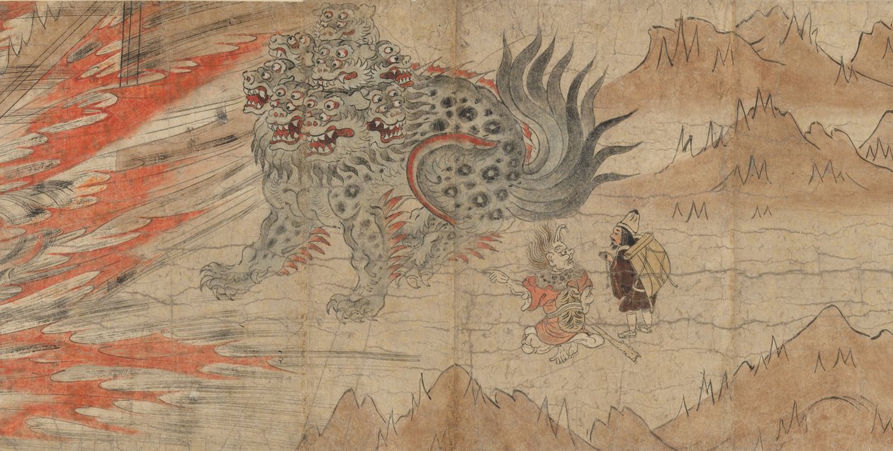 Kitano Tenjin Mabedi'nin Resimli Efsaneleri, 13. yüzyılın sonları (mürekkep, kesme altın, kağıt) by Japanese School