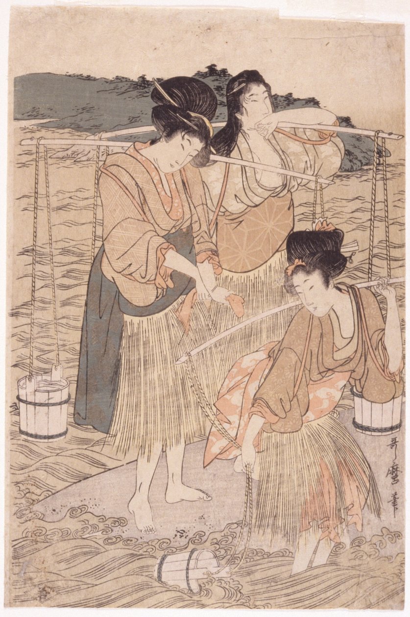 Japon Kadınları (renkli ahşap blok) by Japanese School