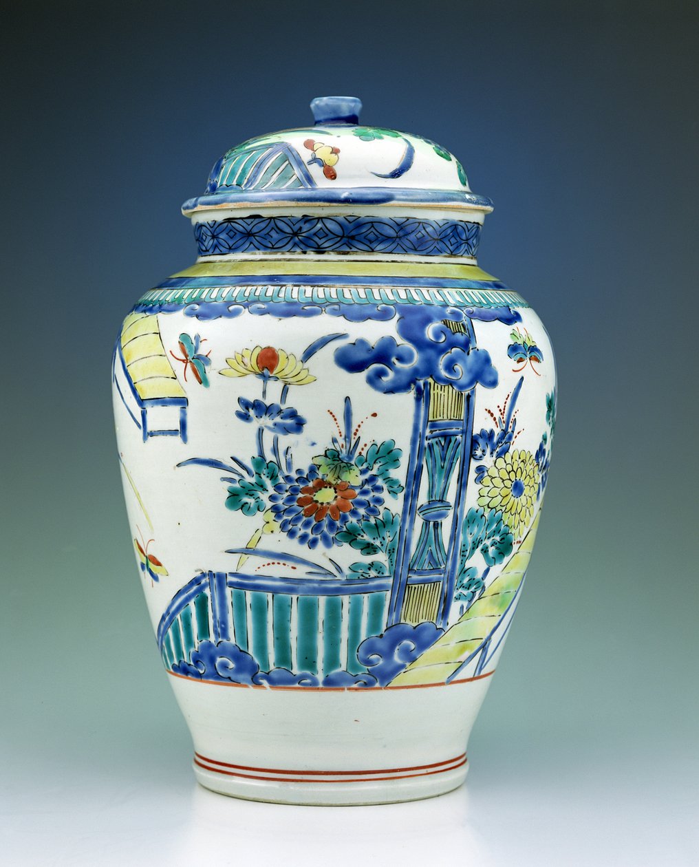 Kakiemon emayelerle süslenmiş kavanoz ve kapak, c.1680 (porselen) by Japanese School