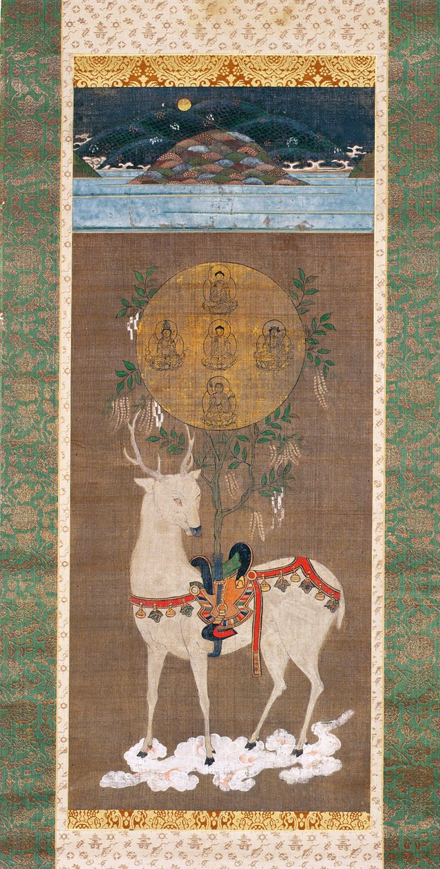 Mandalalı Kasuga Geyiği, Muromachi dönemi (1392-1573) (ipek üzerine resim) by Japanese School