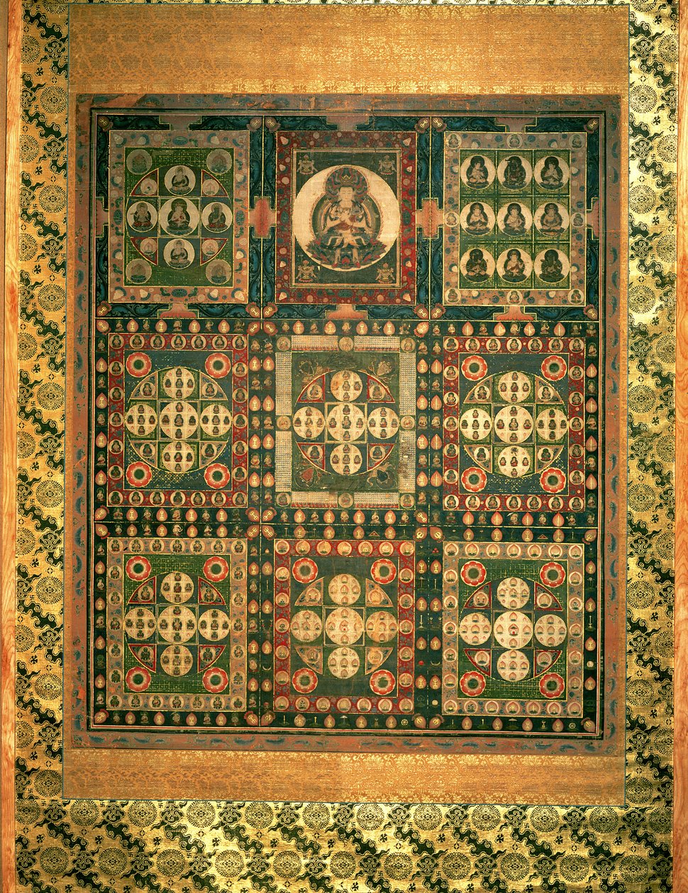 Kongo-kai Mandara, Kamakara dönemi (opak wc, ipek üzerine mürekkep ve altın) (ayrıca bkz. 203663) by Japanese School