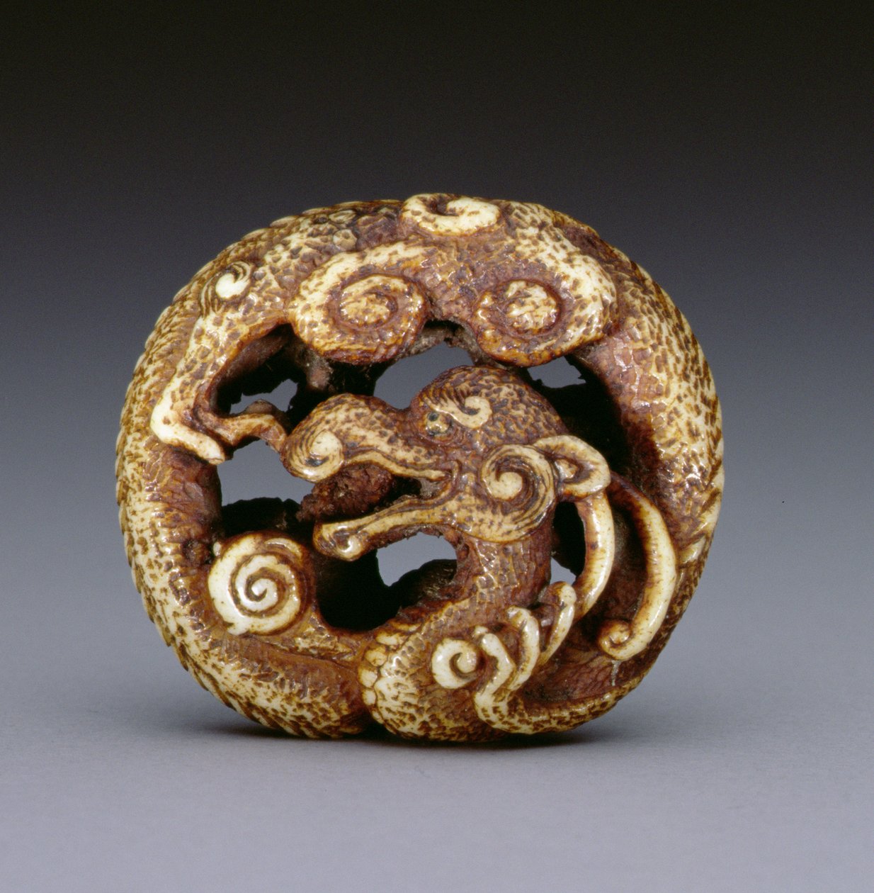 Bir su ejderhasını tasvir eden Netsuke, 1870-80 dolayları (geyik boynuzu) by Japanese School
