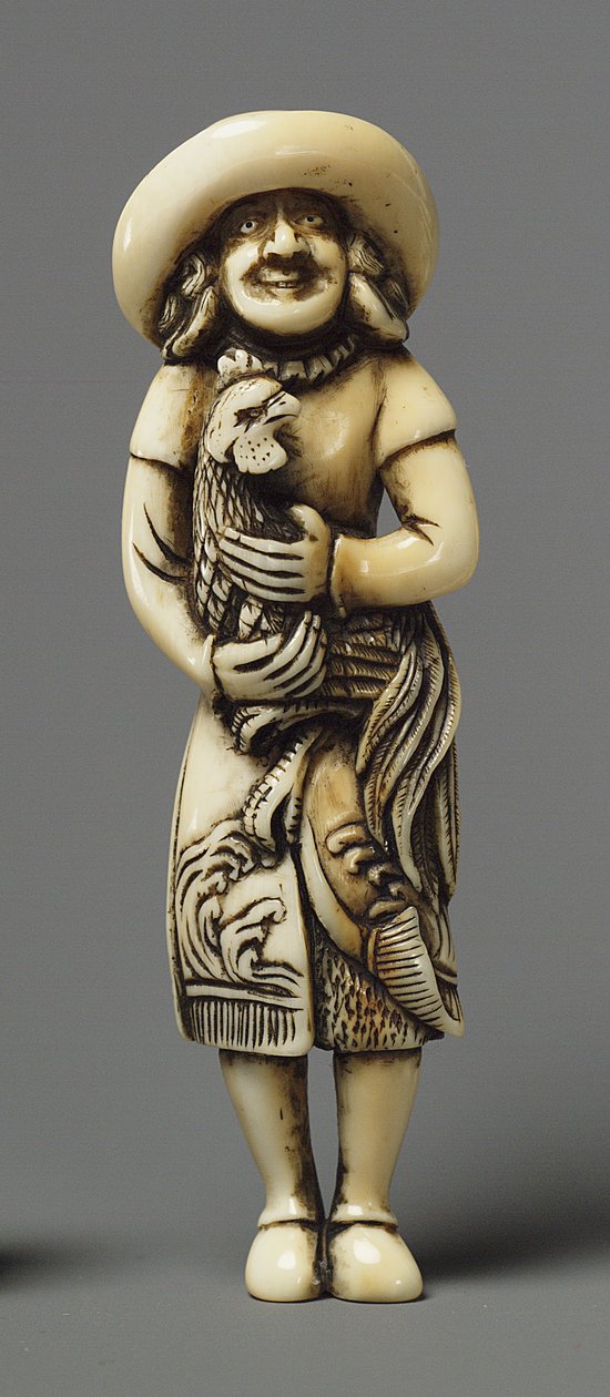 Netsuke, kirin ile yabancı olarak modellendi, 19. yüzyıl (Fildişi) by Japanese School