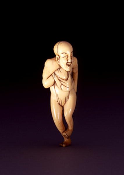 At suratlı, kubbe başlı bir adamın Netsuke, muhtemelen Osaka, c.1800-20 (fildişi) (ayrıca bkz. 193635) by Japanese School