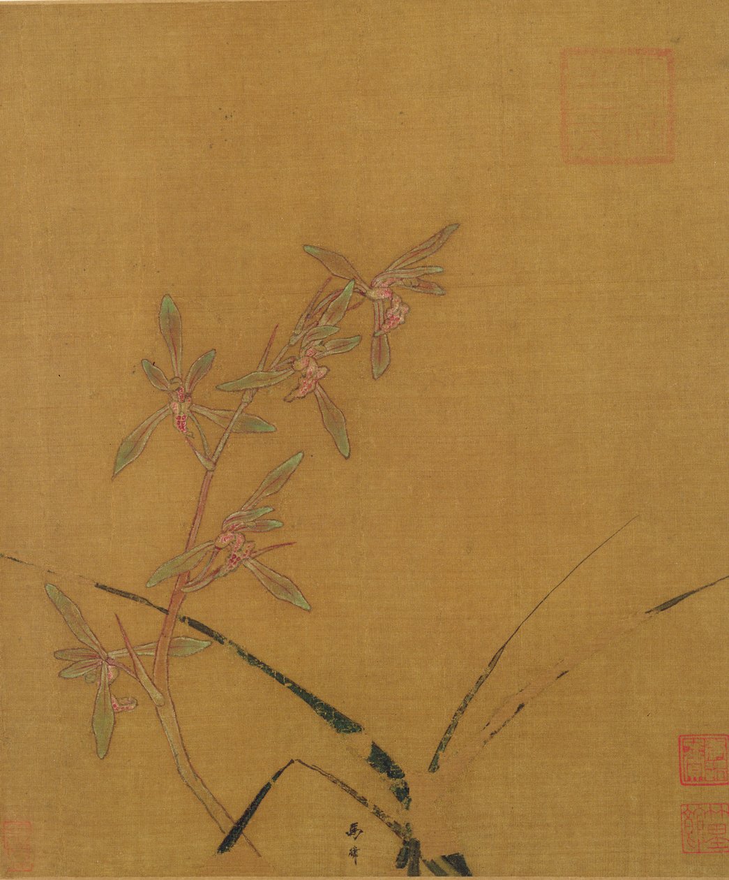 Orkide (ipek üzerine mürekkep) by Japanese School