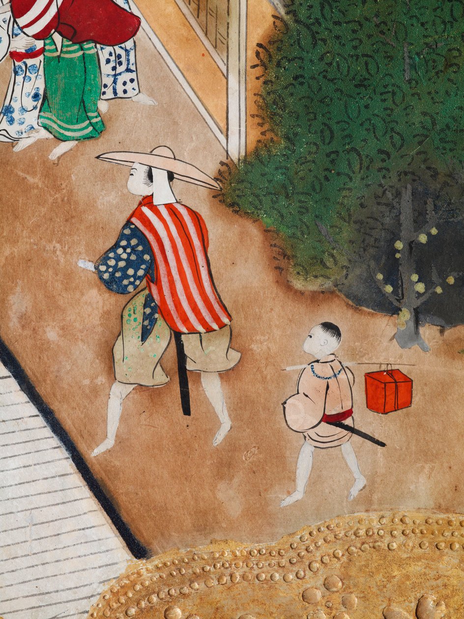 Osakazu Byobu - Japon sekiz panelli katlanır perde (resim) by Japanese School