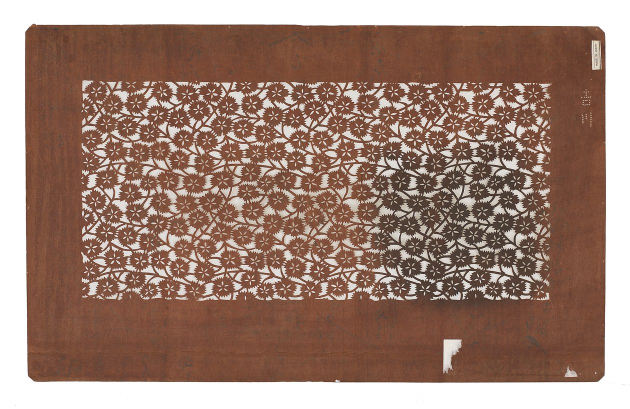 Kağıt şablon (katagami), 19. yüzyılın sonlarında (hurma ile işlenmiş dut kabuğu kağıdı Meyve suyu) by Japanese School