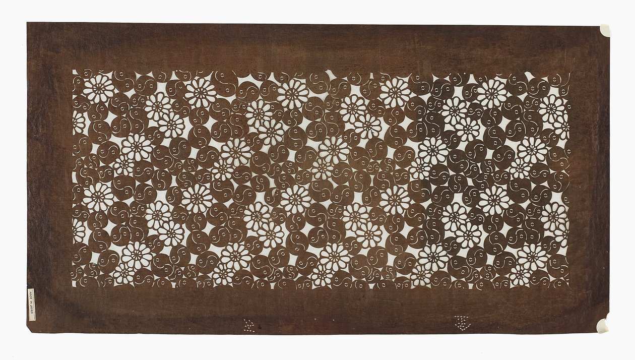 Kağıt şablon (katagami), 19. yüzyılın sonlarında (hurma ile işlenmiş dut kabuğu kağıdı Meyve suyu) by Japanese School