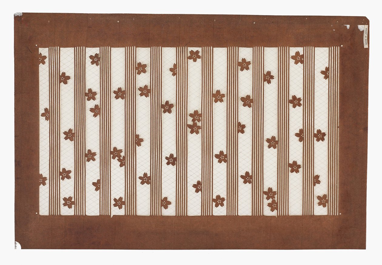 Kağıt şablon (katagami), 19. yüzyılın sonlarında (hurma ile işlenmiş dut kabuğu kağıdı suyu ve ipek iplik) by Japanese School
