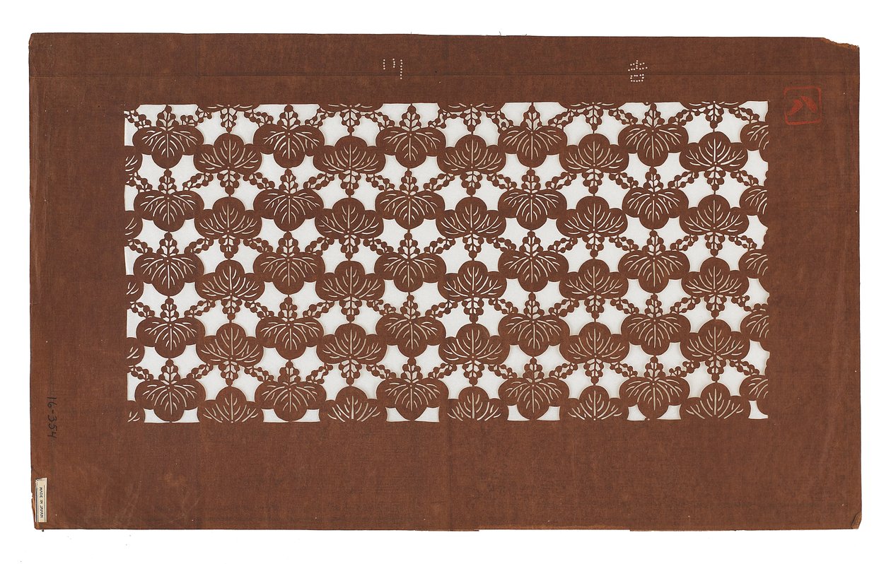 Kağıt şablon (katagami), 19. yüzyılın sonlarında (hurma ile işlenmiş dut kabuğu kağıdı Meyve suyu) by Japanese School