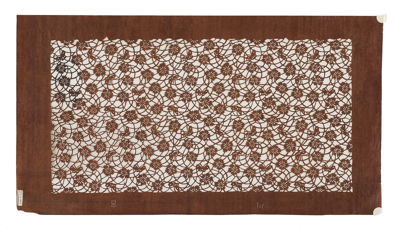 Kağıt şablon (katagami), 19. yüzyılın sonlarında (hurma ile işlenmiş dut kabuğu kağıdı Meyve suyu) by Japanese School