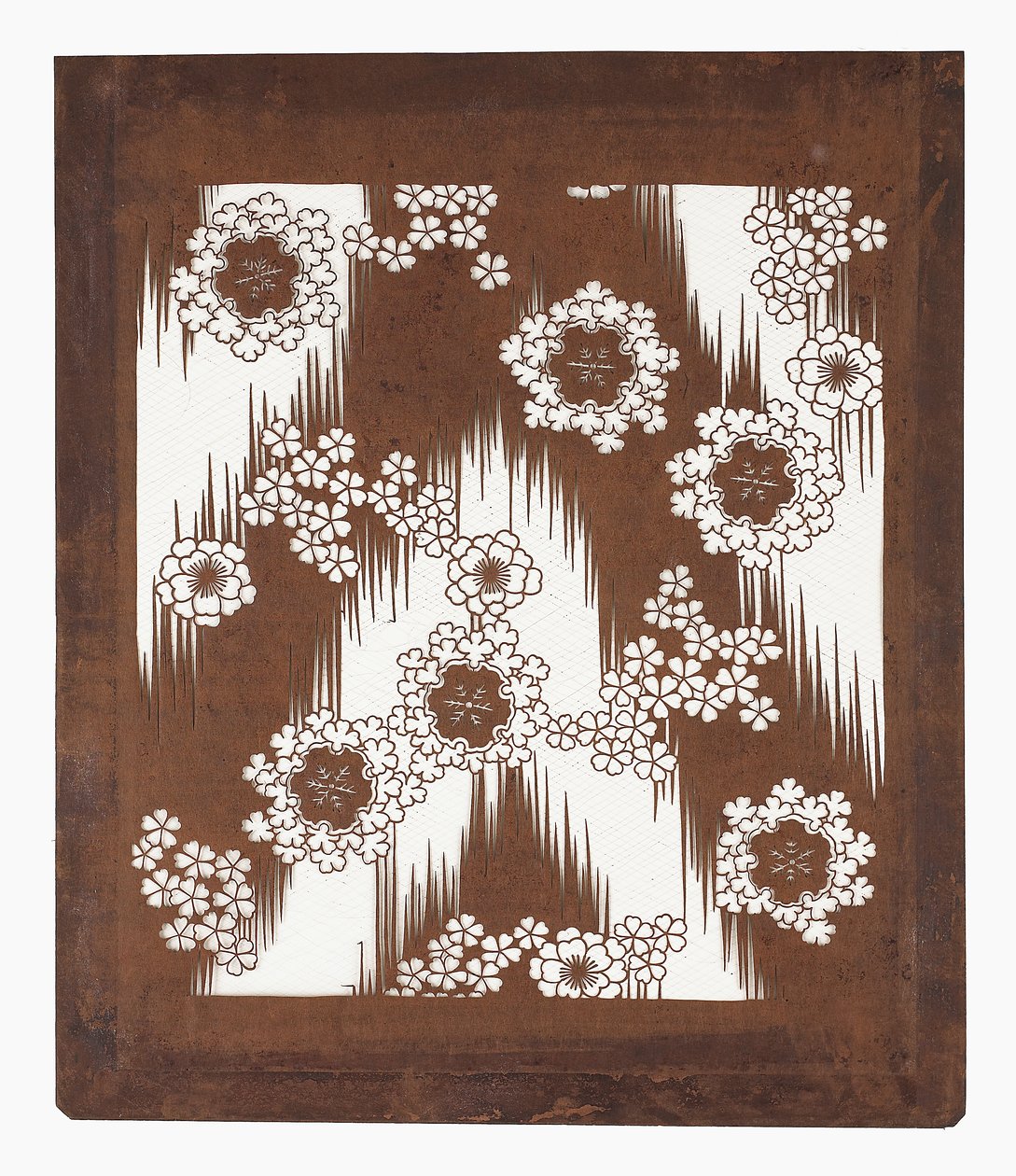 Kağıt şablon (katagami), 19. yüzyılın sonlarında (hurma suyu ile dut kabuğu kağıdı ve ipek iplik) by Japanese School