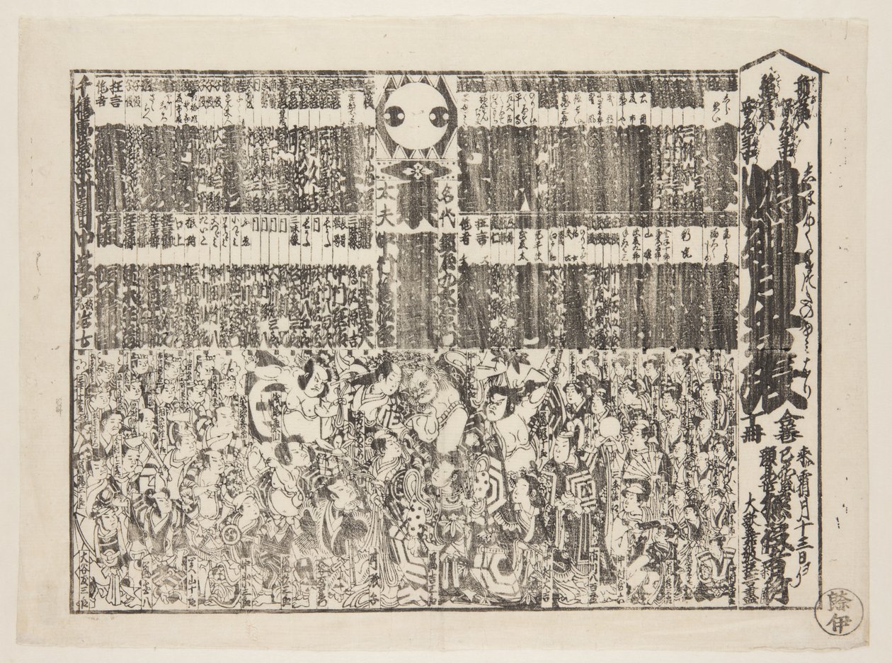 Sezon Açılış Programı için Playbill (Kaomise banzuke) (renkli tahta baskı) by Japanese School