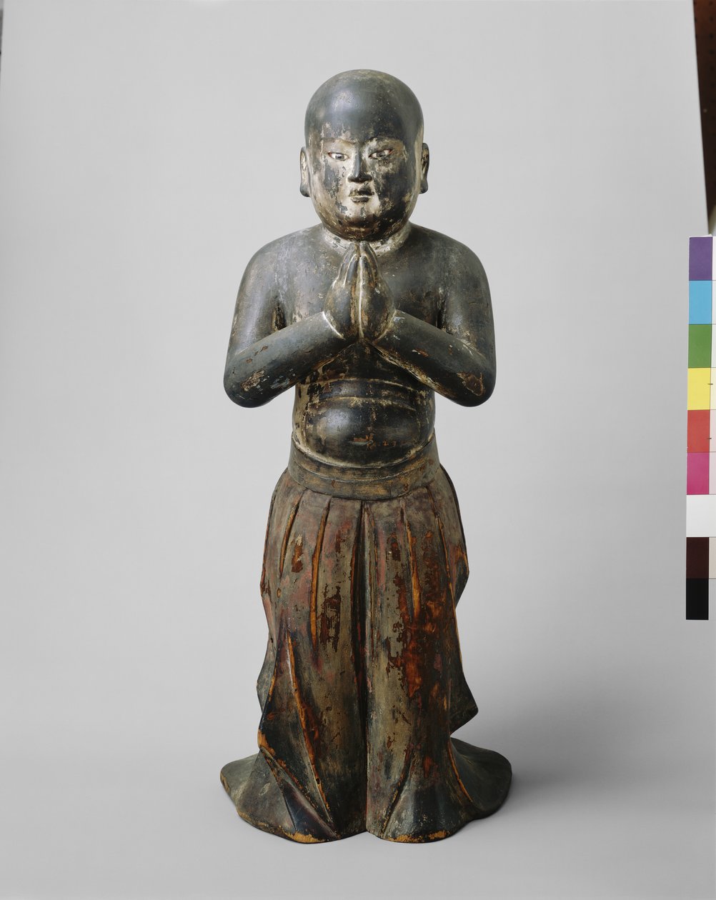 Prens Shotoku, Yaş İki, c.1300 (Çok renkli, kaya kristali işlemeli gözlü ahşap) by Japanese School