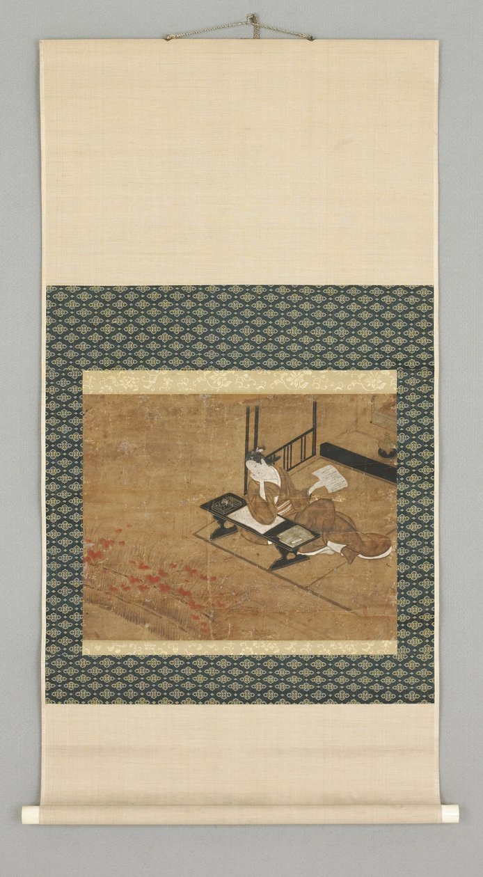 Oturan Kadın Figürü, 18. yüzyıl başı (fildişi düğmeli suluboya) by Japanese School