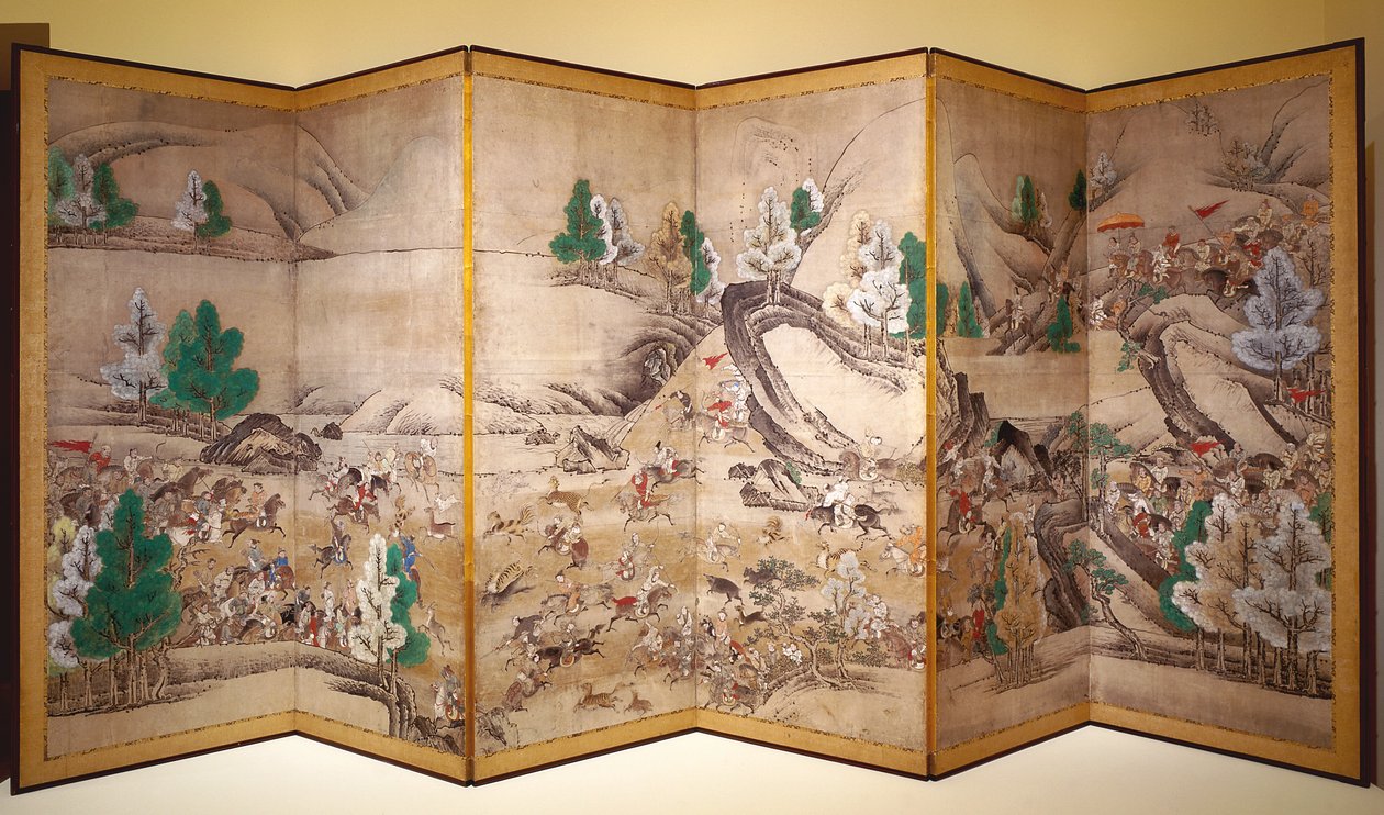 Tatar Avı (mürekkep, renk, kağıt) by Japanese School